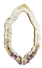 Load image into Gallery viewer, White marble and amethyst geode mirror
