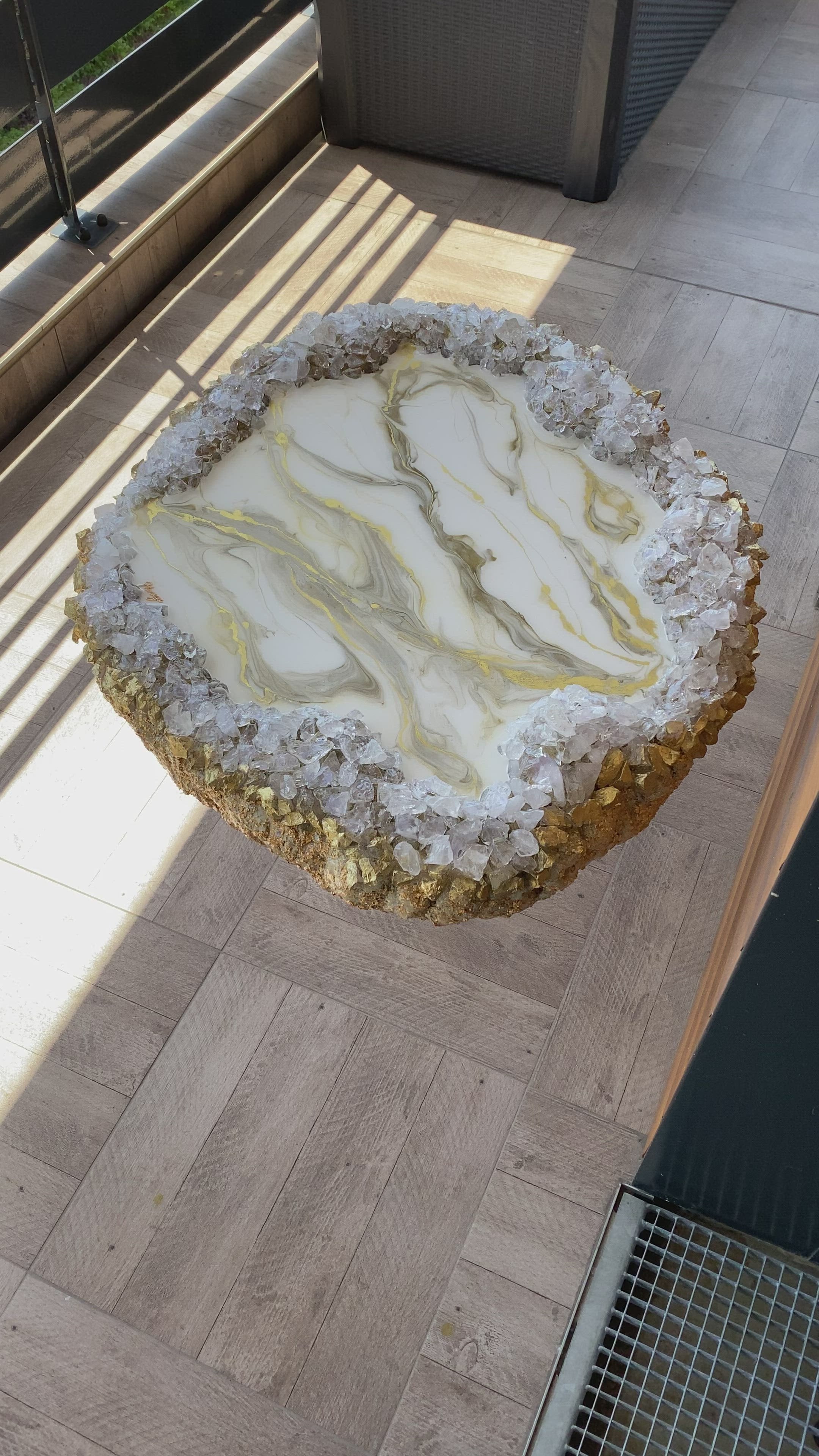White marble and geode inspired table