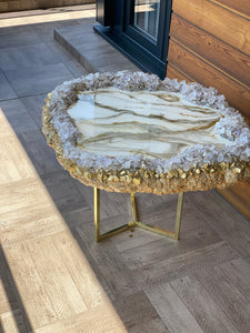 White marble and geode inspired table