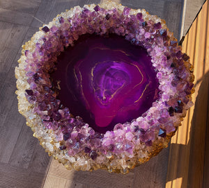 Amethysts geode brass table