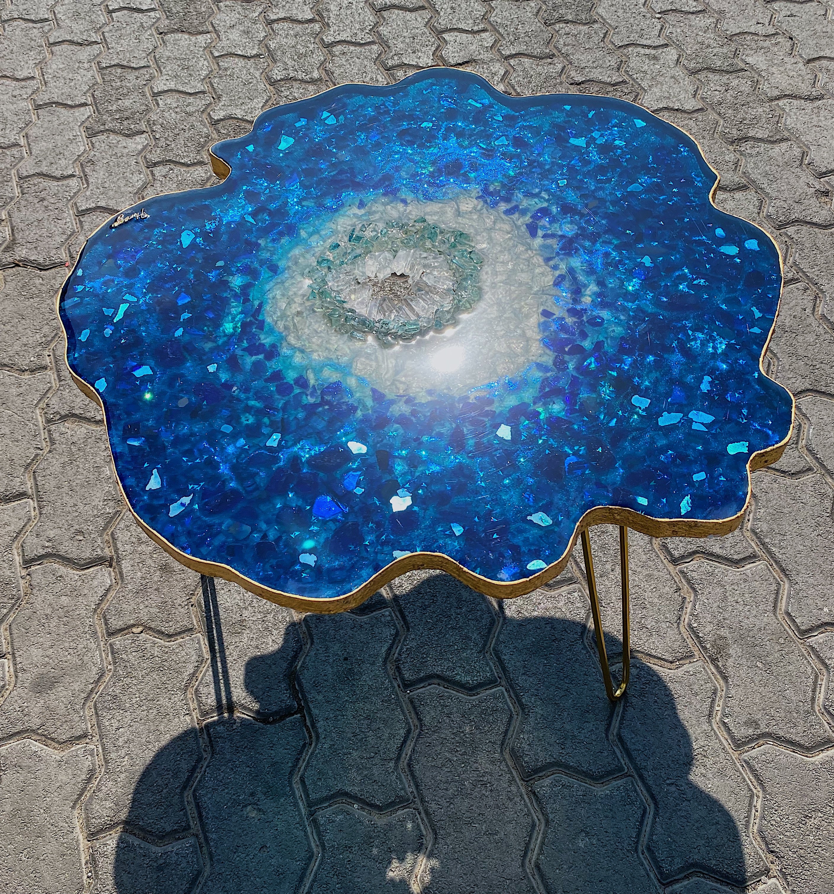 Blue crystal table