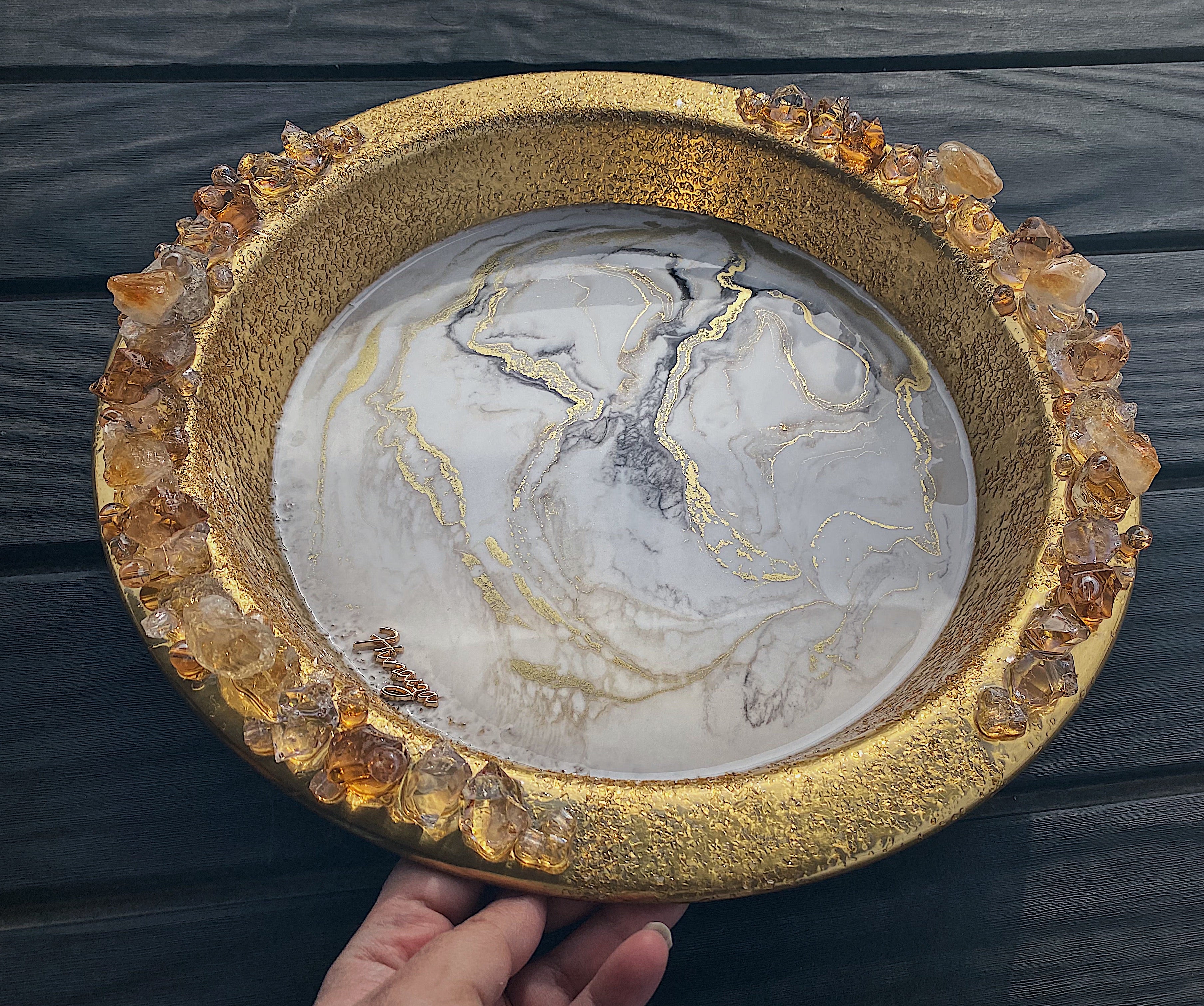 Citrine marble tray