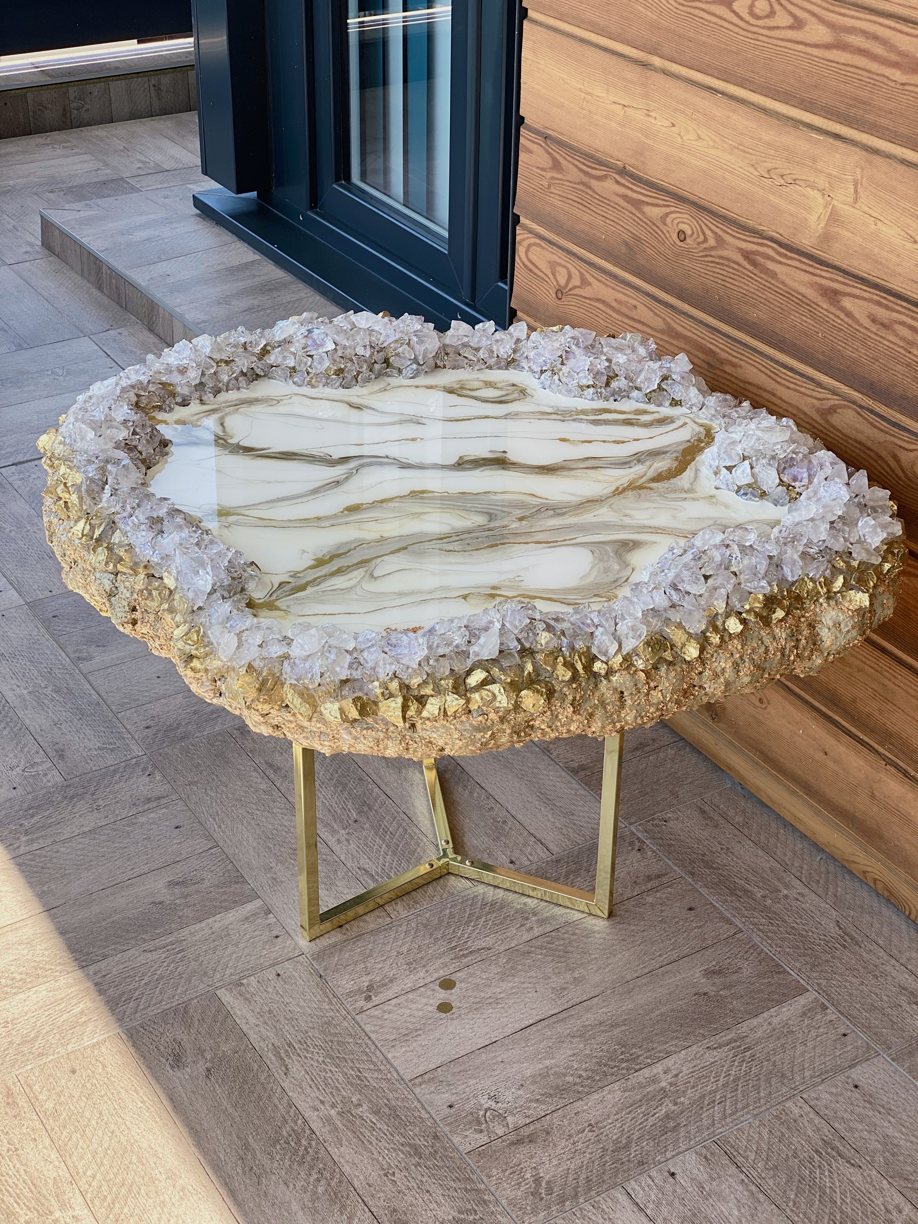 White marble and geode inspired table