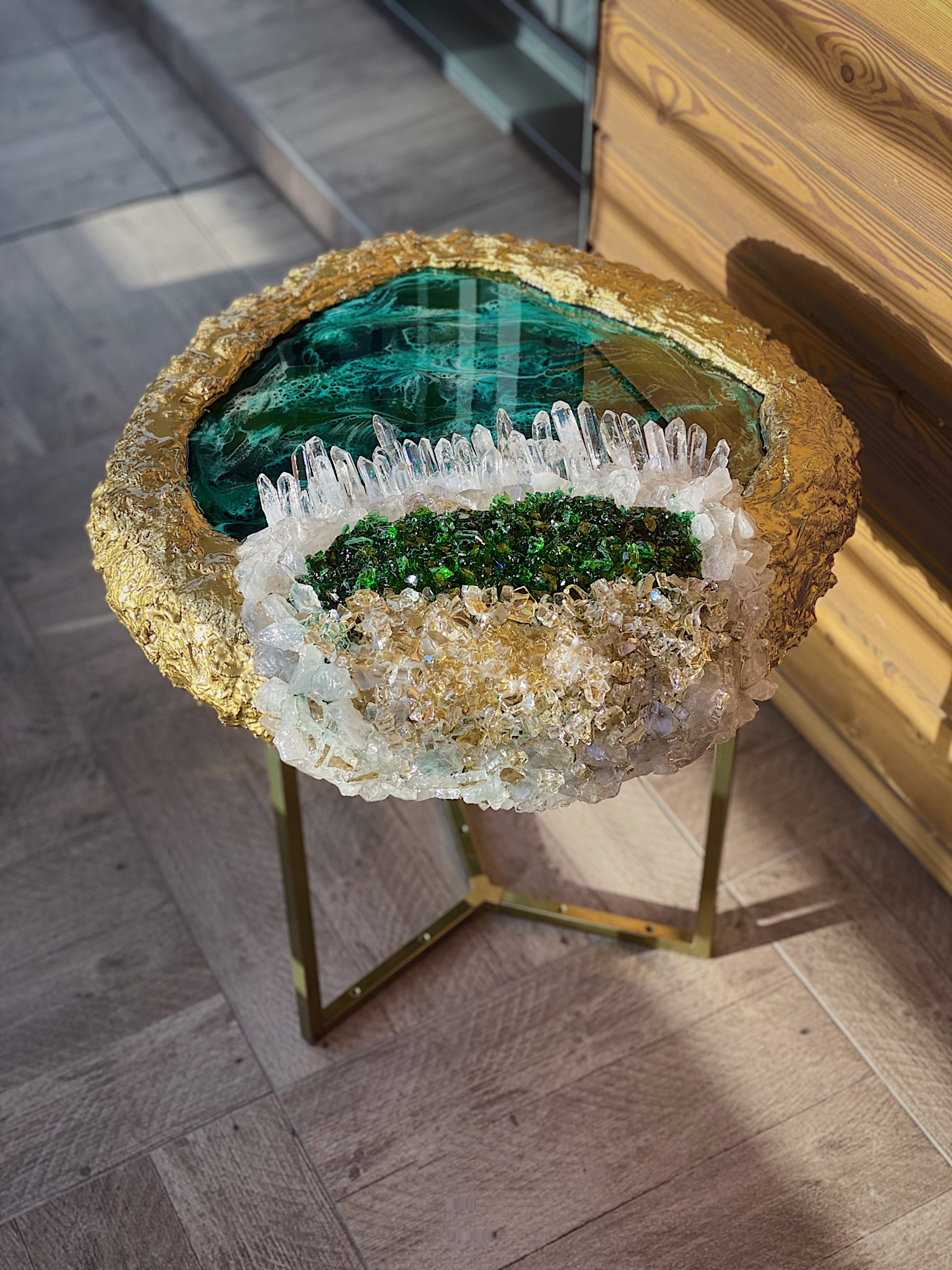 Green marble table