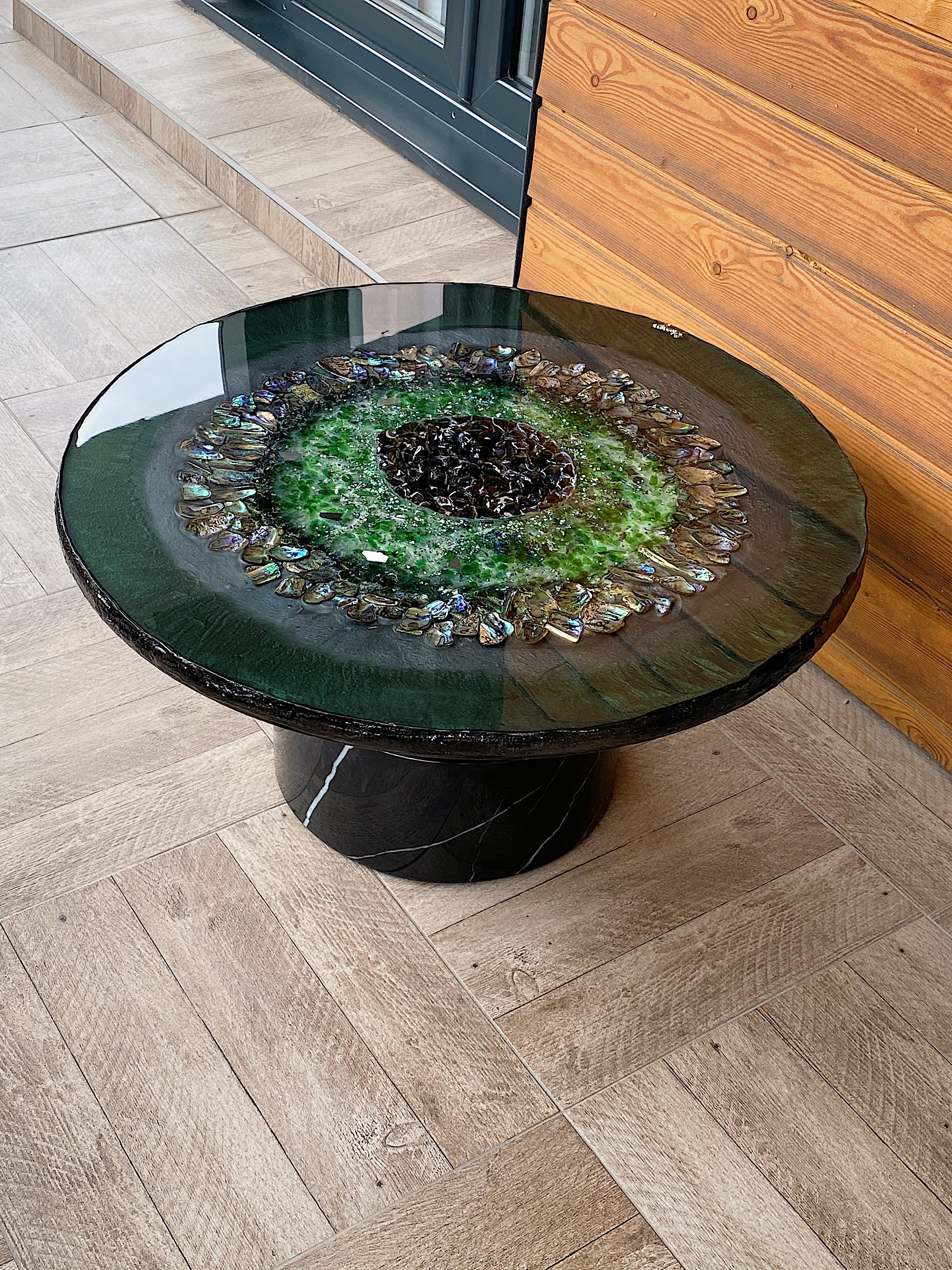 Customised Green marble table