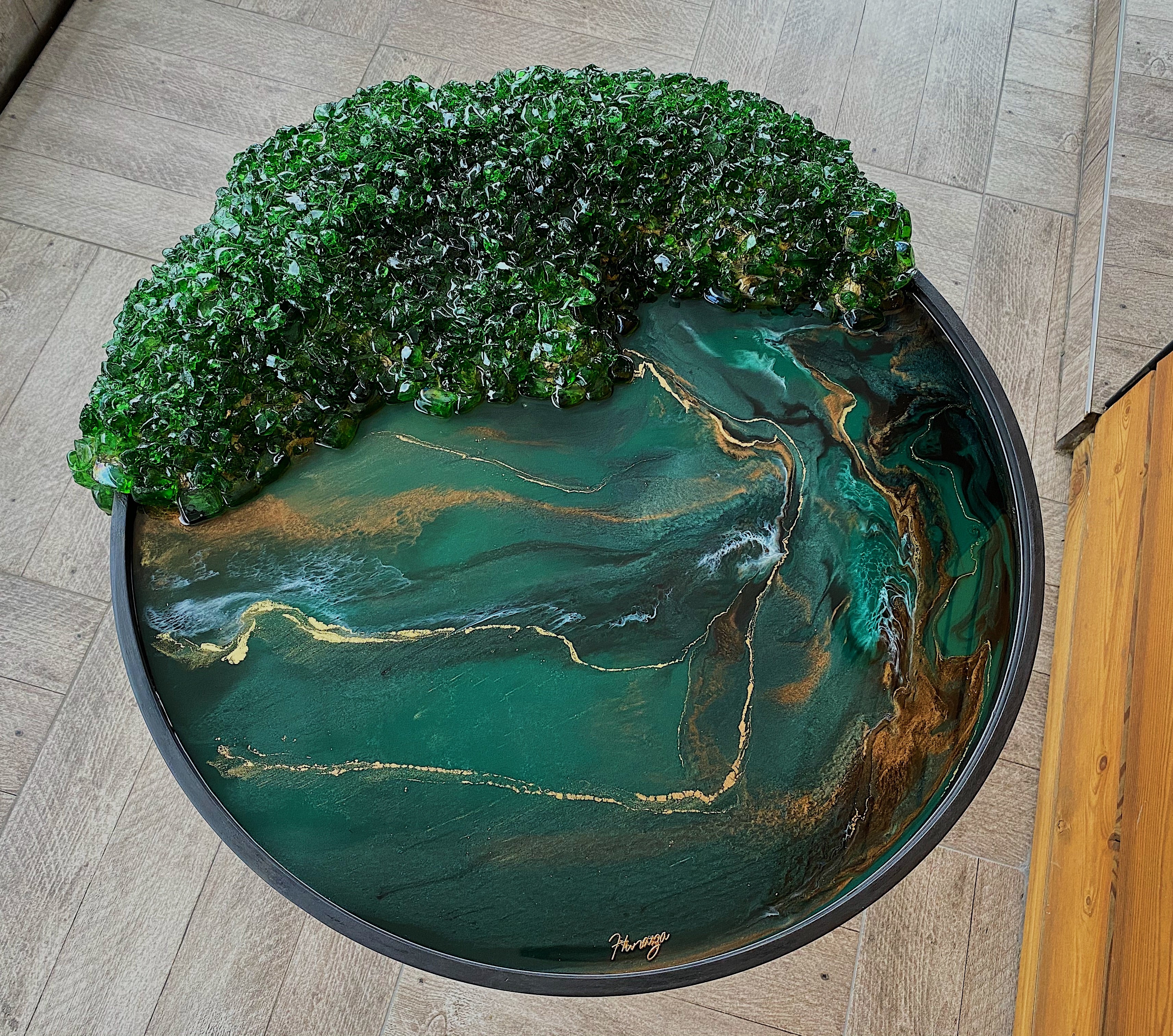 Emerald inspired geode table