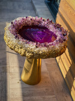 Load image into Gallery viewer, Amethysts geode brass table
