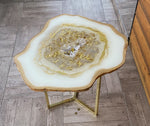 Load image into Gallery viewer, White and gold geode table
