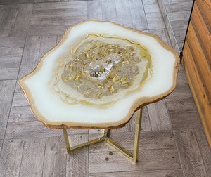 White and gold geode table