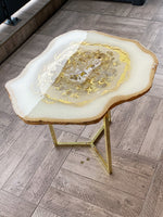 Load image into Gallery viewer, White and gold geode table
